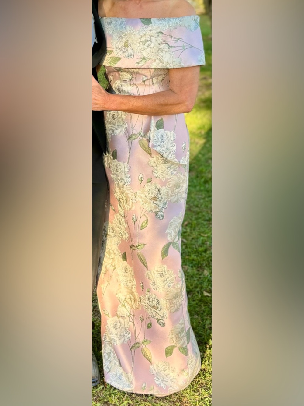 Mother of the BrideOff-Shoulder Pink Floral Wedding Gown